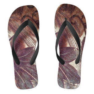 Chanclas Diseño Floral Marrón Abstracto 1