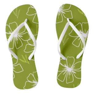 Chanclas Diseño floral verde limón