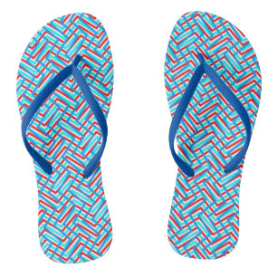 Chanclas Diseño retro gráfico en rojo y azul
