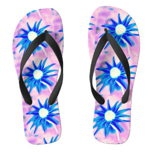 Chanclas diseño rosa de flores azules