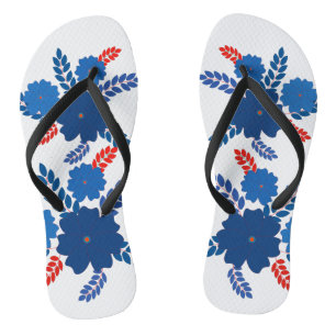 Chanclas Diseño vectorial de flores azules simples