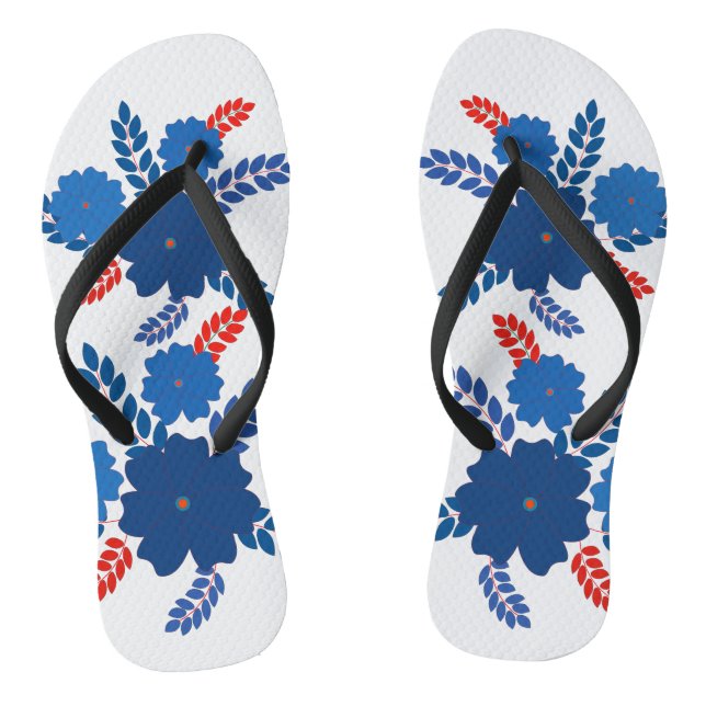 Chanclas Diseño vectorial de flores azules simples (Plantilla)