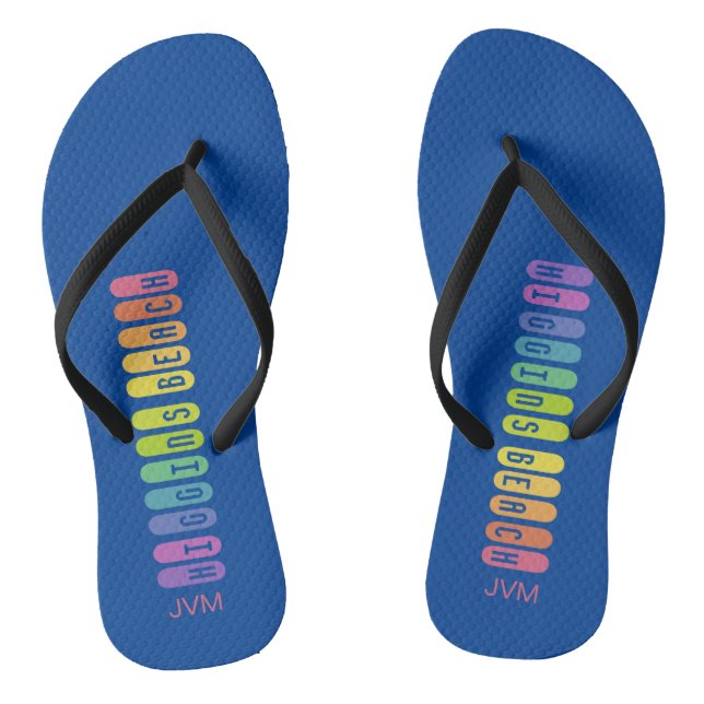 Chanclas Divertido Rainbow Higgins Beach Pattern Monograma  (Plantilla)