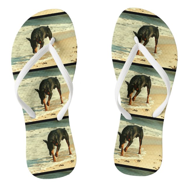 Chanclas Doberman en la imagen de pintura de la playa (Plantilla)