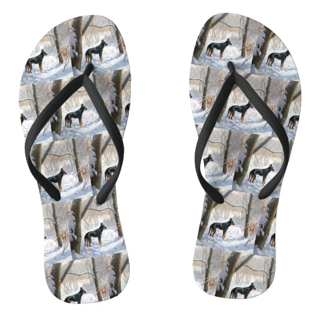 Chanclas Doberman Pinscher Deja que nieve Navidad (Plantilla)