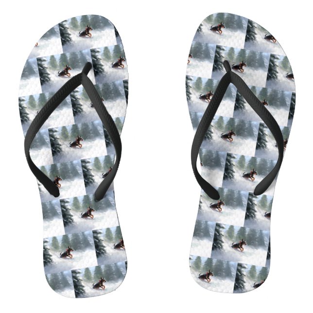 Chanclas Doberman Pinscher Navidad nieve invierno (Plantilla)