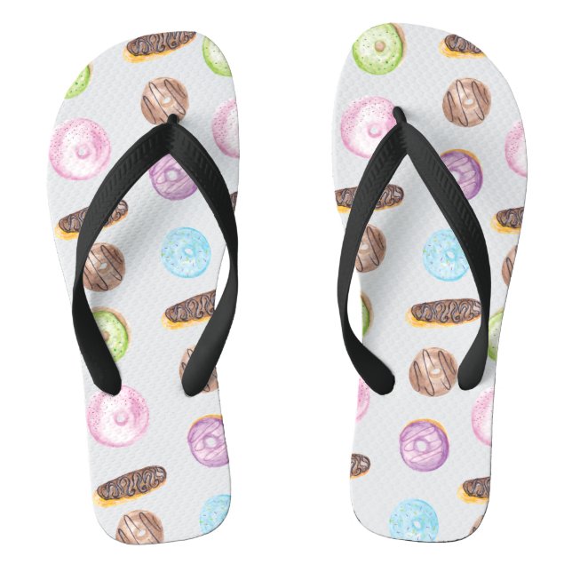 Chanclas Donuts glaseados con sprinkles de acuarela Pastele (Plantilla)