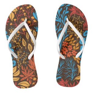 Chanclas Doodles florales oscuros