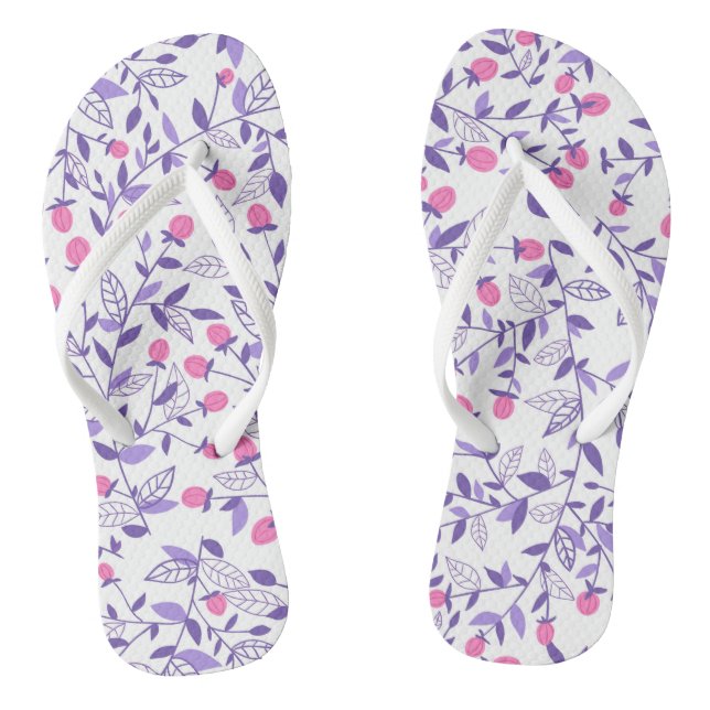Chanclas Doodles florales rosas y violetas (Plantilla)