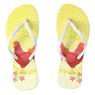 Chanclas Dosis de Polka Rooster Flip Flops amarillos