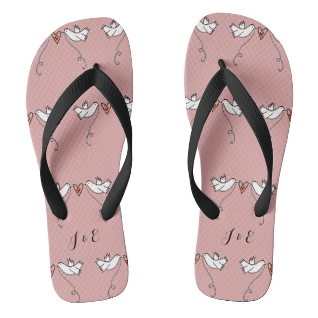 Chanclas Doves blancas personalizadas Boda Flip Flops (Plantilla)