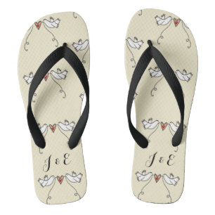Chanclas Doves blancas personalizadas Boda Flip Flops