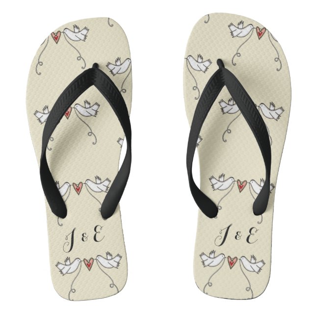 Chanclas Doves blancas personalizadas Boda Flip Flops (Plantilla)