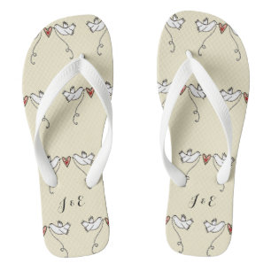 Chanclas Doves blancas personalizadas Boda Flip Flops