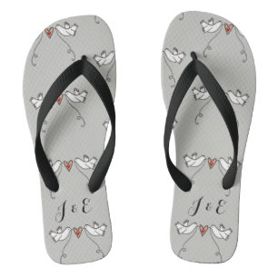 Chanclas Doves blancas personalizadas Boda Flip Flops