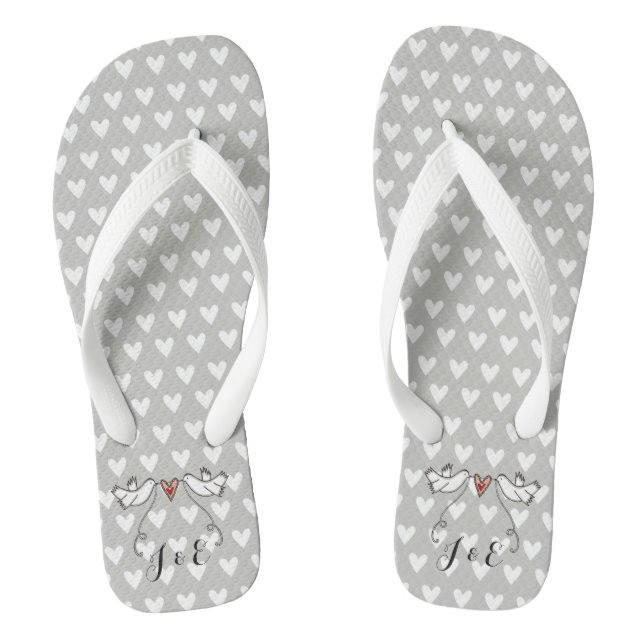 Chanclas Doves blancas personalizadas Boda Flip Flops (Plantilla)