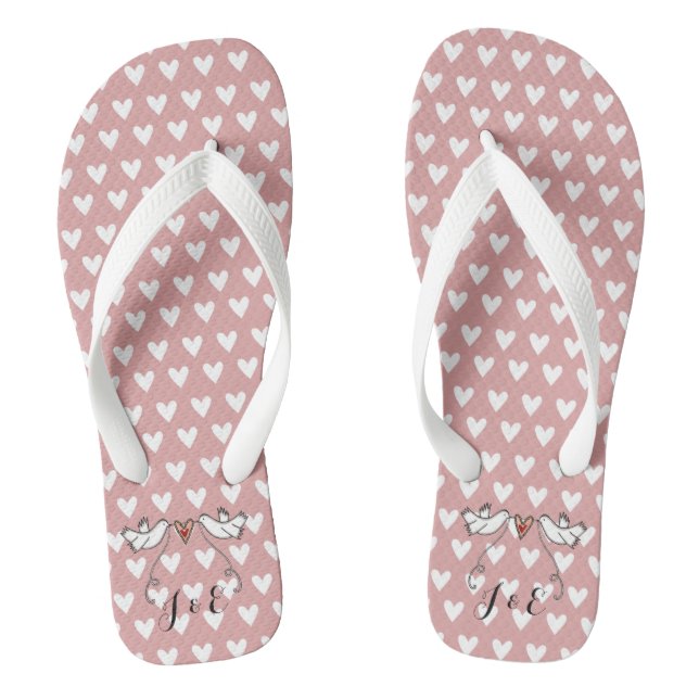 Chanclas Doves blancas personalizadas Boda Flip Flops (Plantilla)