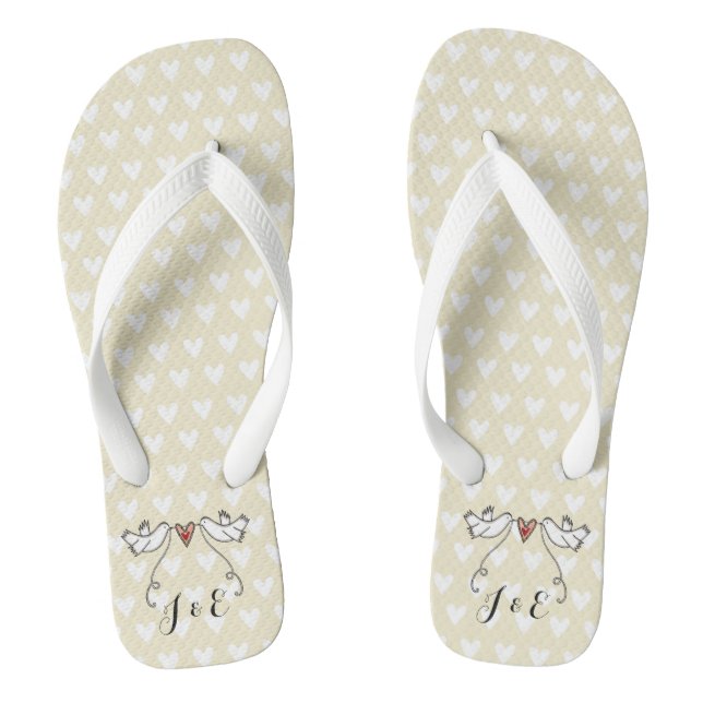 Chanclas Doves blancas personalizadas Boda Flip Flops (Plantilla)