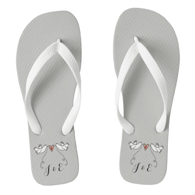 Chanclas Doves blancas personalizadas Boda Flip Flops (Plantilla)
