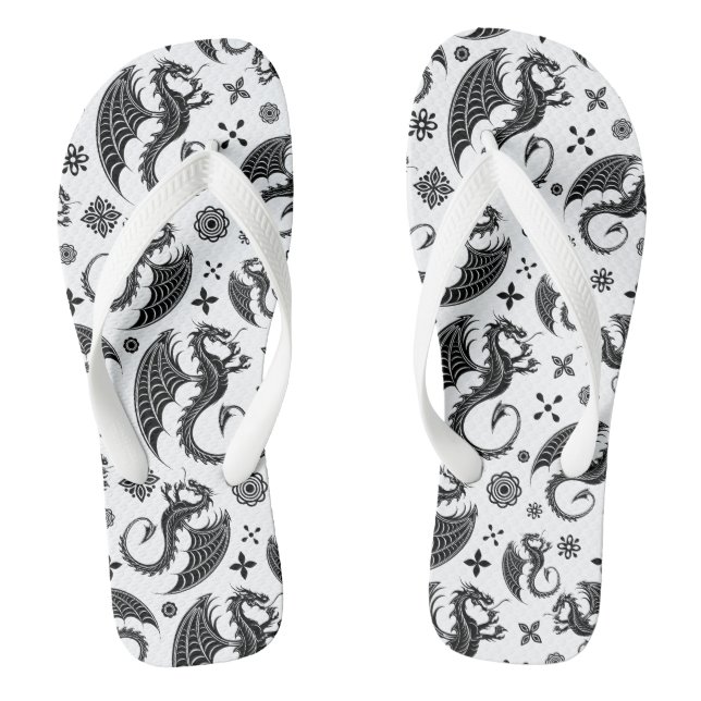 Chanclas Dragon Black Shape Tattoo Style (Plantilla)