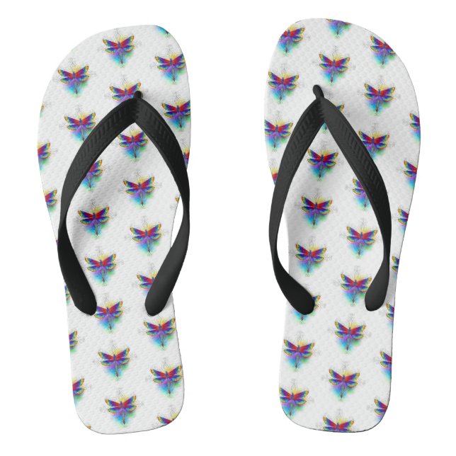 Chanclas Dragón poligonal arcoiris (Plantilla)