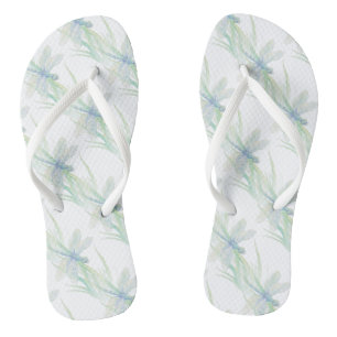 Chanclas Dragonfly acuarela en blues blandos y arte verde