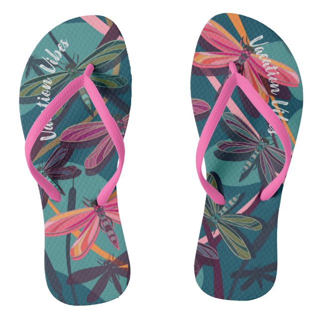 Chanclas Dragonfly Dreams Personalizado Flip Flops (Plantilla)