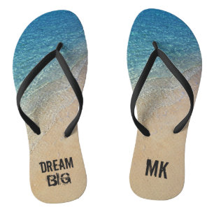 Chanclas Dream Big Ocean Beach con nombre de monograma Pers