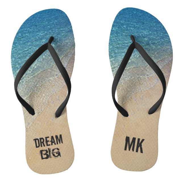 Chanclas Dream Big Ocean Beach con nombre de monograma Pers (Plantilla)