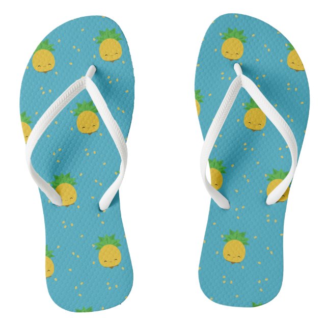 Chanclas Dulce kawaii piña piña flops blanco azul (Plantilla)