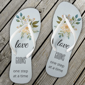 Chanclas Duste Blue Floral Love Bridal Flip Flops