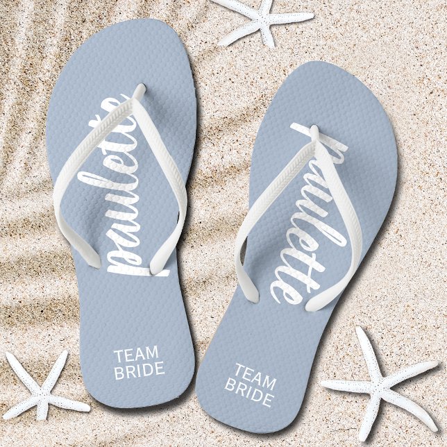 Chanclas Dusty Blue Personalized Team Bride (Dusty Blue Personalized Team Bride Flip Flops)
