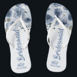 Chanclas Dusty Blue Sage Watercolor Peony Bridesmaid Favor<br><div class="desc">Te encantará esta polvorienta flor de color azul y verde sabio con hojas de follaje. ¡Genial para las celebraciones de sus bodas!</div>