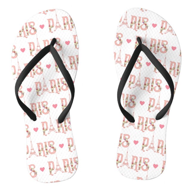 Chanclas Eiffel Tower Silhouette Paris Flowers French Heart (Plantilla)