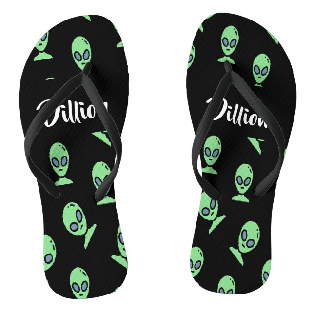 Chanclas El alien verde se pone de cabeza en negro (Plantilla)