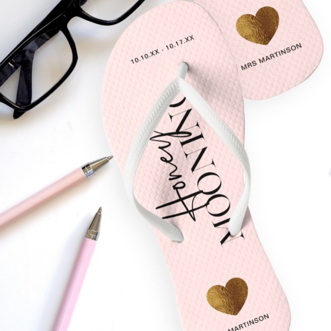 Chanclas El honeymooning Rubor Pink con nombre y fecha (Subido por el creador)