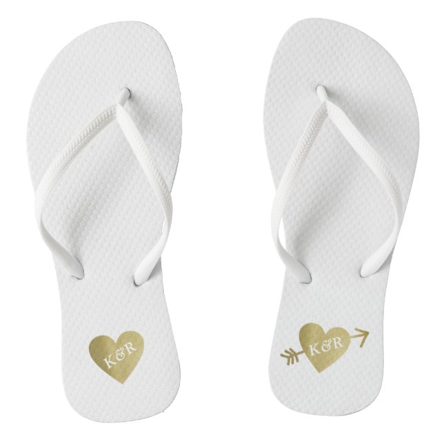 Chanclas el oro falso personalizado ama los corazones con f (Plantilla)