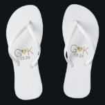 Chanclas el oro romántico ama los corazones con iniciales b<br><div class="desc">Para un fiesta de pareja casada,  un diseño romántico de un corazón pintoresco falso dorado con sus iniciales...  para brindar comodidad y facilidad a todos sus eventos de planificación de bodas...  perfecto para usar después del boda.</div>