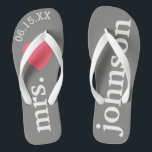 Chanclas El Sr. y la Sra. Luna de miel personalizada con co<br><div class="desc">Un diseño perfecto para una boda en la playa o para la luna de miel. Cambie la Sra. al Sr. para hacer un par de coordinación.</div>
