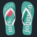 Chanclas El Sr. y la Sra. Luna de miel personalizada con co<br><div class="desc">Un diseño perfecto para una boda en la playa o para la luna de miel. Cambie la Sra. al Sr. para hacer un par de coordinación.</div>