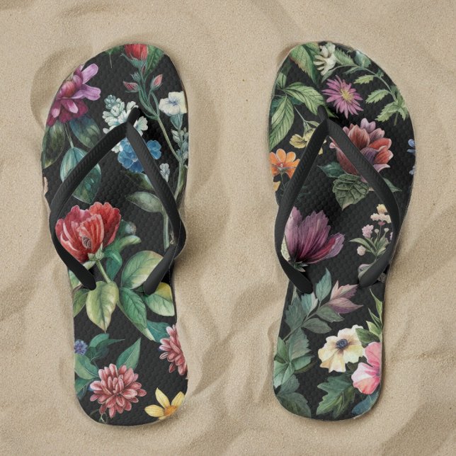 Chanclas Elegancia botánica vintage negro (Subido por el creador)