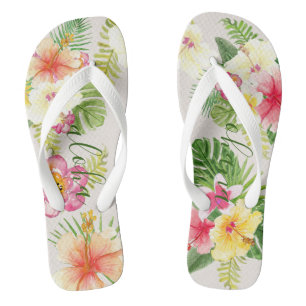 Chanclas Elegante acuarela tropical hawaiana