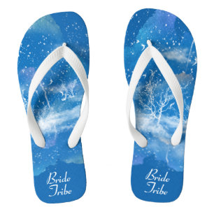 Chanclas Elegante Blue Boda Blanco Bride Tribe Flip Flops