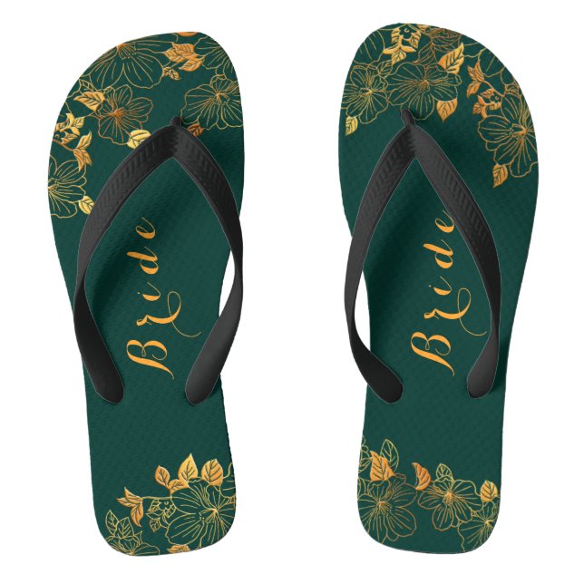 Chanclas Elegante Boda Novia Esmeralda Verde y Foliage de O (Plantilla)