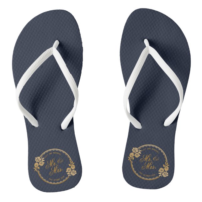 Chanclas Elegante Boda personalizado Gold| Flip Flops (Plantilla)