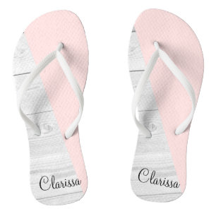 Chanclas elegante color blanco rosa pastel de madera geomé