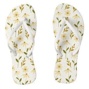 Chanclas Elegante Daisy Floral Diseño Rama de Vegetación de