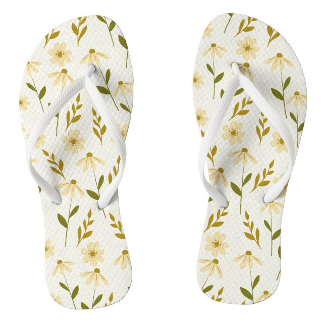 Chanclas Elegante Daisy Floral Diseño Rama de Vegetación de (Plantilla)