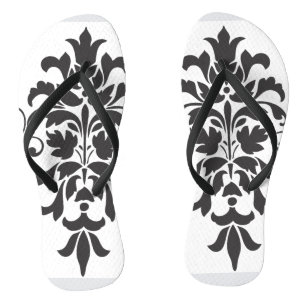 Chanclas Elegante Damasco blanco y negro vintage