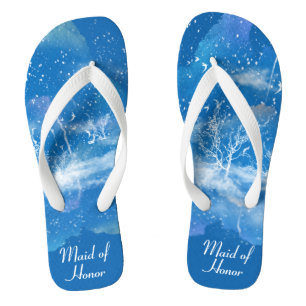 Chanclas Elegante doncella de honor del Boda blanco azul